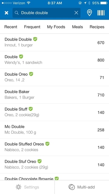 How to search a food item in my fitness pal app